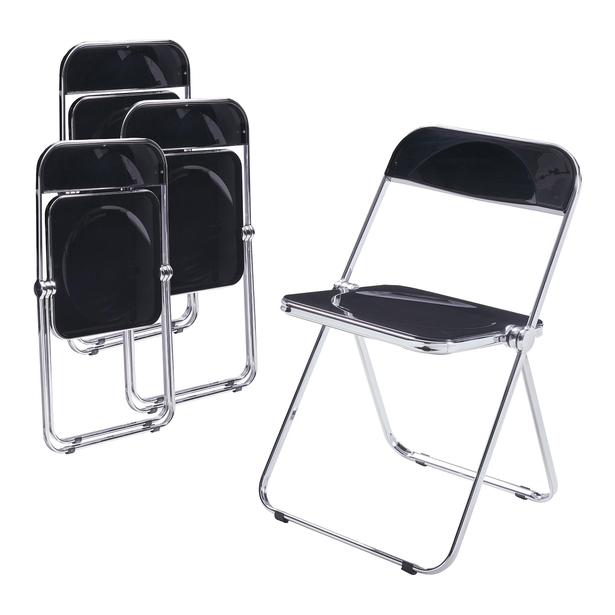 KLAPPSTUHL-SET Pornainen 4 TLG. - Schwarz, Kunststoff/Metall (46/74/47cm) - [en.casa]