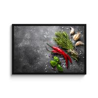 POSTER MIT RAHMENGERAHMTES BILD Pfeffer - Kräuter - Gewürze - Beton 90x60 cm - Dunkelgrau, Papier (90/60cm) - MuchoWow