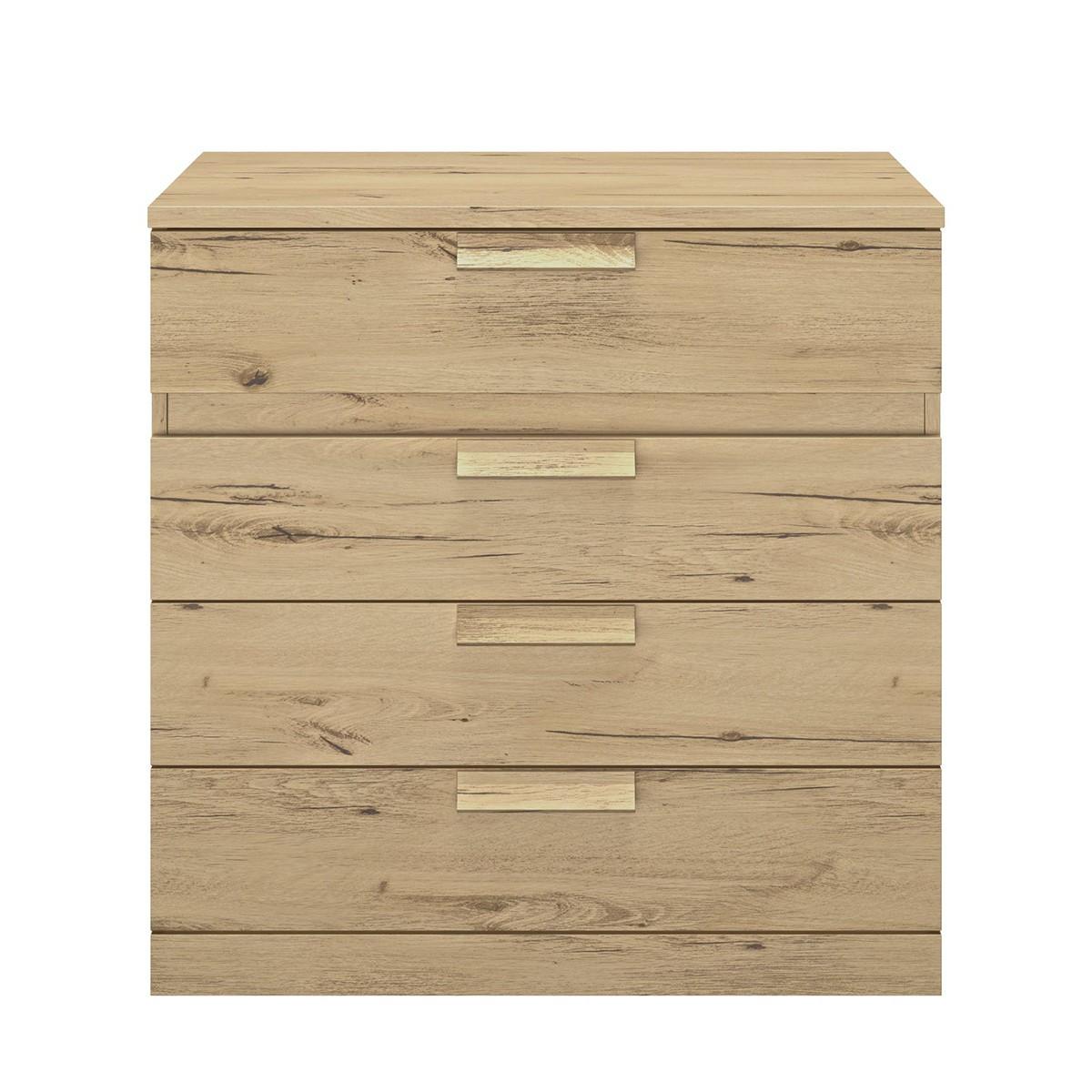 KOMMODE 4 Schubladen Cyrus - Französische Herstellung - 81/45/81 cm - Nussbaumfarben, Holzwerkstoff (45/81/45cm) - Calicosy