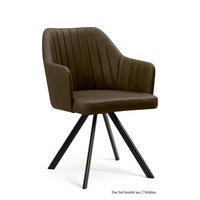 ARMLEHNSTUHL drehbar (2er-Set) Dhana 58x81x60 Schwarz/Khaki - Dunkelgrün/Schwarz, Kunststoff (60/81/58cm) - 58aufmkessel