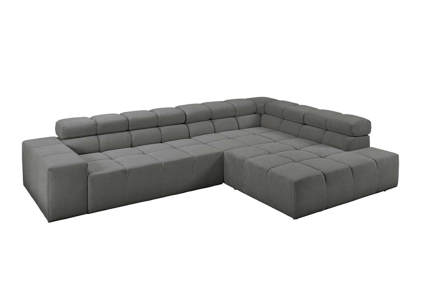 ECKSOFA MIT MOTORISCHEM SITZVORZUG NEVADA Anthrazit Cord Relaxfunktion - Anthrazit/Schwarz, Kunststoff/Textil (319/215cm) - KAWOLA