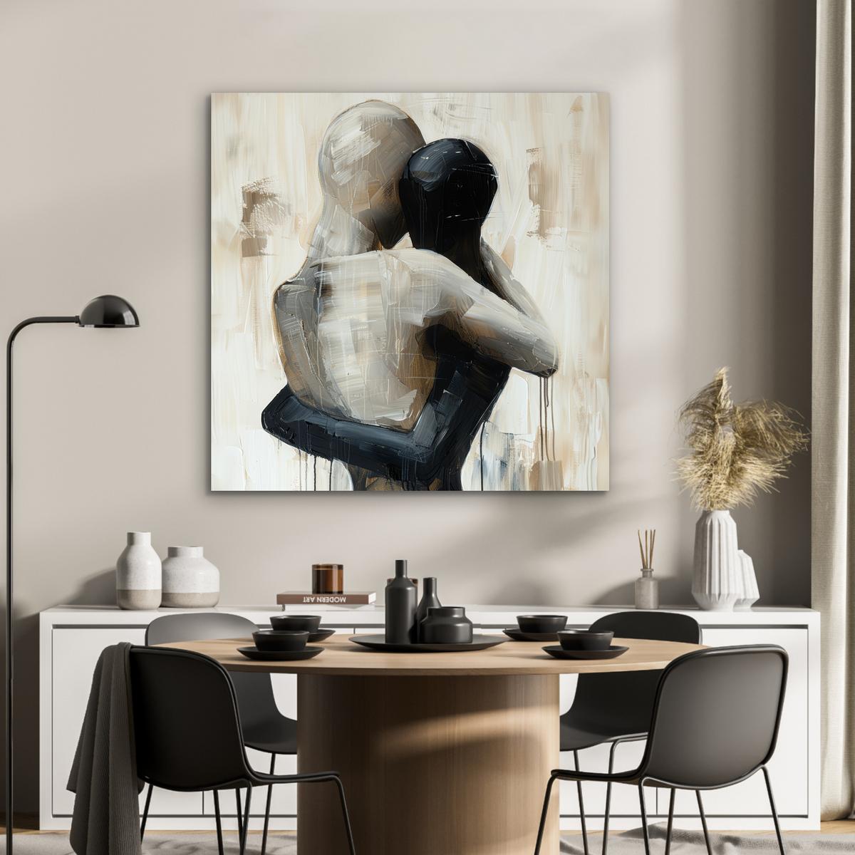 METALLBILD Abstrakt - Liebe - Schwarz und weiß - Modern 90x90 cm - Schwarz, Metall (90/90cm) - MuchoWow