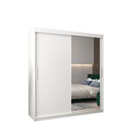 SCHWEBETÜRENSCHRANK 200/180/62 2-türig - Silberfarben/Weiß, Holz/Kunststoff (180/200/62cm) - MÖBEL KRYSPOL