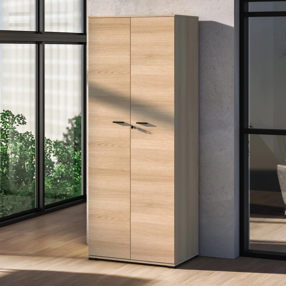 KLEIDERSCHRANK Odelis 2-türig 79 cm - Beige/Schwarz, Holzwerkstoff/Kunststoff (79/203/50.7cm) - Selsey