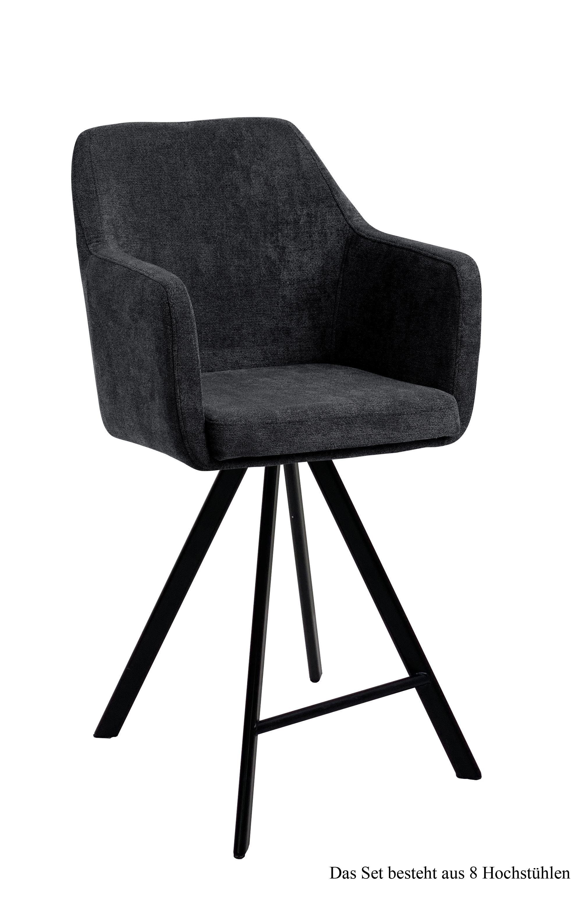 THEKENSTUHL drehbar (8er-Set) Diamond 57x104x60 Schwarz/Anthrazit - Anthrazit/Schwarz, Kunststoff (60/104/57cm) - 58aufmkessel