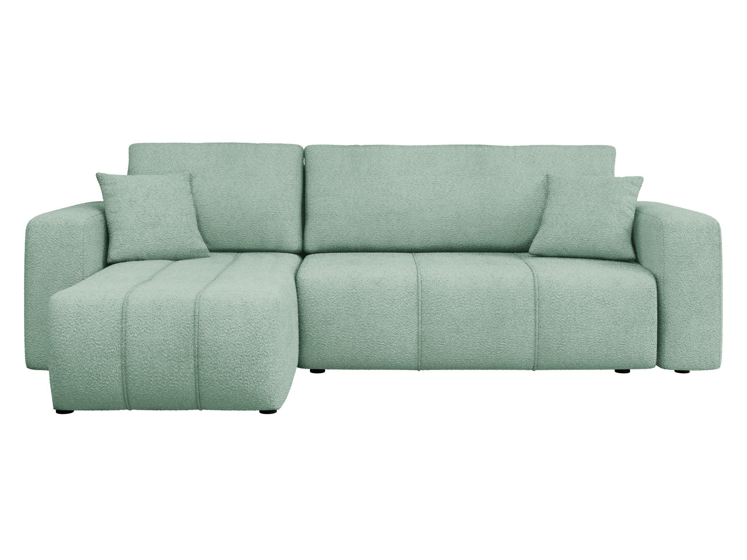 ECKSOFA Furyn Boucle - Schwarz/Mintgrün, Holzwerkstoff/Kunststoff (244/145cm) - MIRJAN24