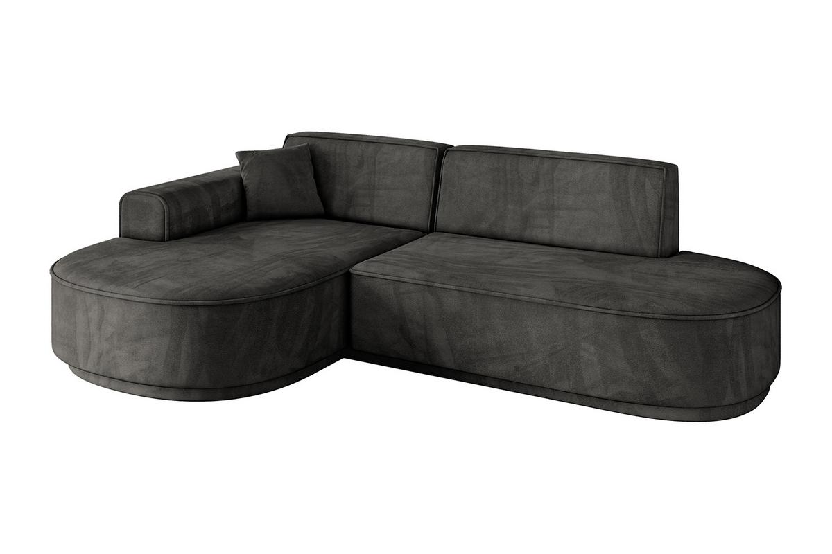 ECKSOFA Ottomane Links MARI-L1-v3 - 243x171x83 cm Dunkelgrau Velours - Dunkelgrau/Schwarz, Holzwerkstoff/Kunststoff (243/171cm) - ALTDECOR