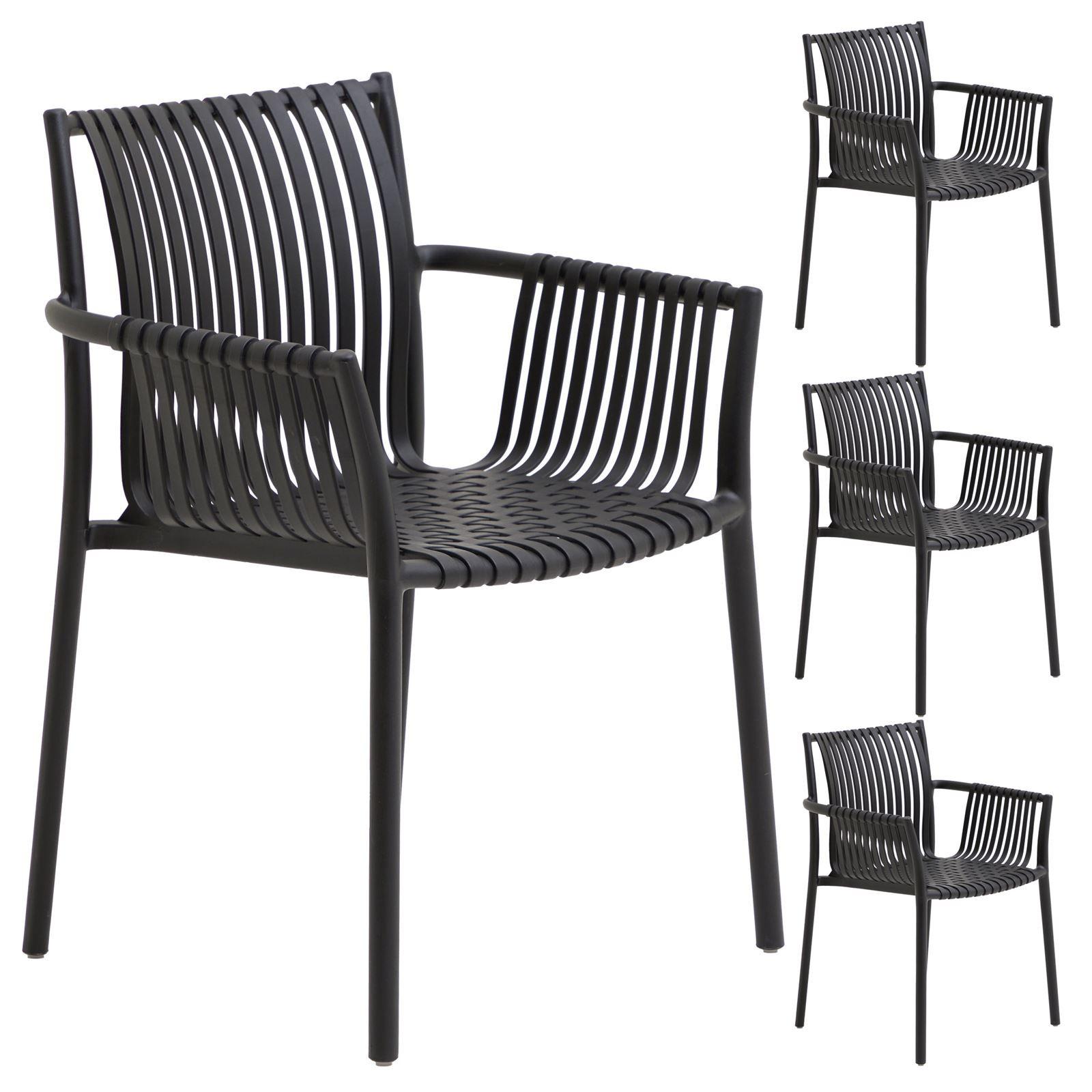 GARTENSTÜHLE OLEA 4er-Set schwarz - Schwarz, Textil (59/84/57cm) - IDIMEX