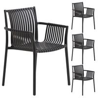 GARTENSTÜHLE OLEA 4er-Set schwarz - Schwarz, Textil (59/84/57cm) - IDIMEX