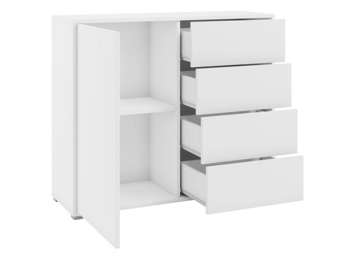 KOMMODE Gesita K1D4SZ - Silberfarben/Weiß, Holzwerkstoff/Kunststoff (100/93/41cm) - MIRJAN24