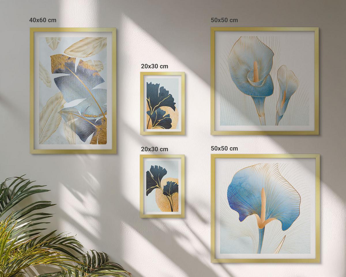 BILDER SET 5er Set - 50x50 cm & 20x30 cm & 40x60 cm Goldrahmen - Zitronenweinporträt Kahlo - Goldfarben, Kunststoff (40/60cm) - TULUP