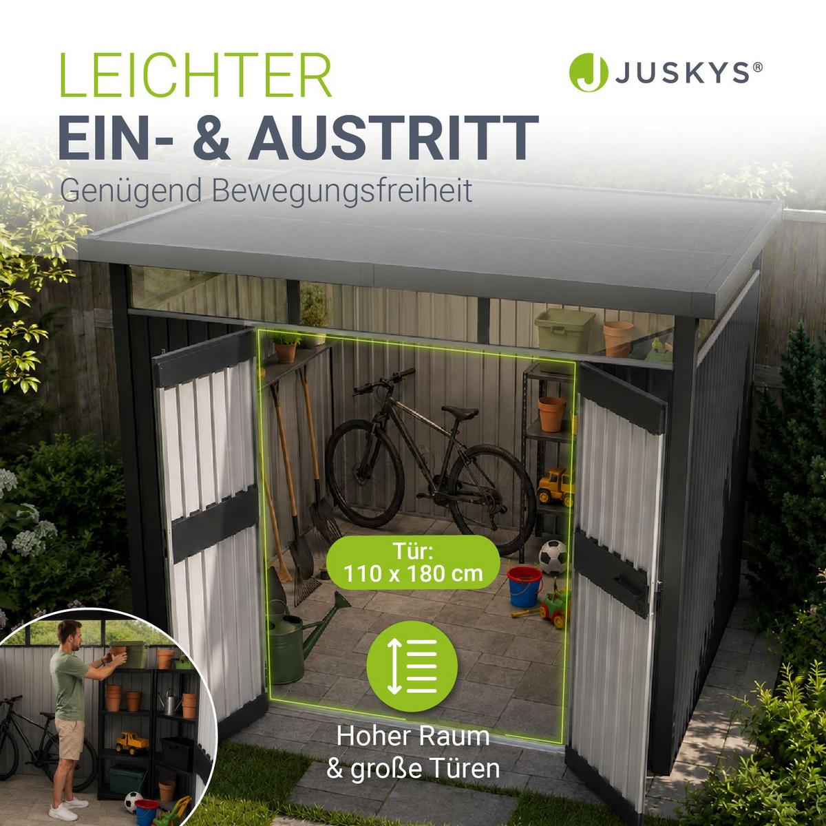 GERÄTEHAUS Luzern Anthrazit - Anthrazit, Metall (294/220/254cm) - Juskys