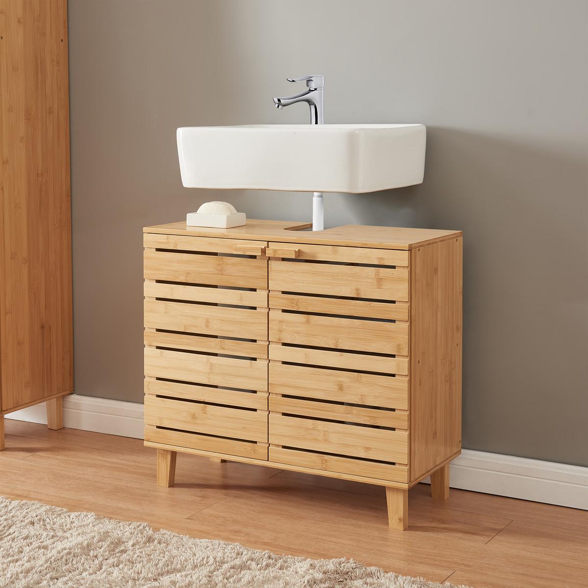 WASCHBECKENUNTERSCHRANK Epind - Naturfarben, Holz (66/60/30cm) - [en.casa]