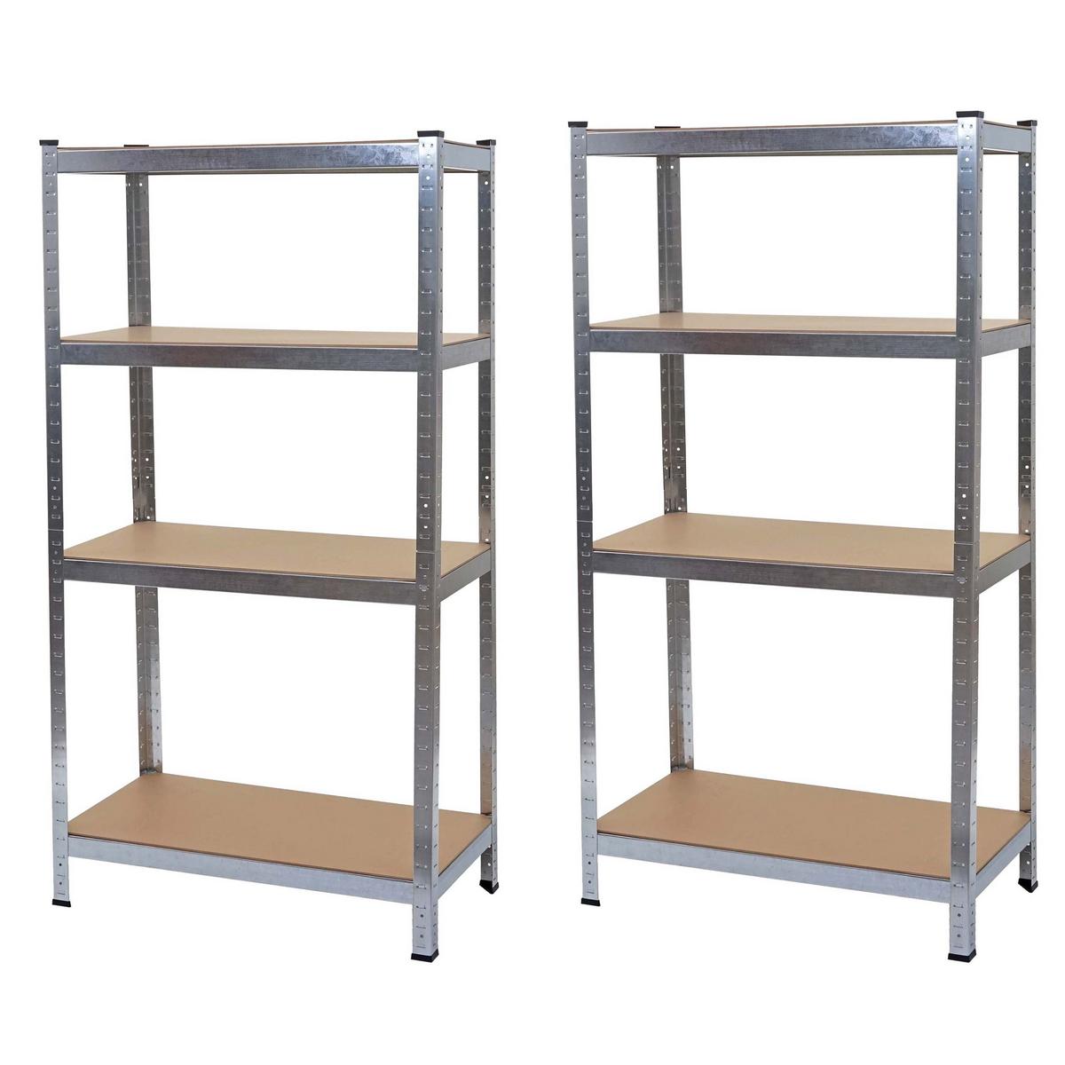 SCHWERLASTREGAL Silbergrau, Braun 2er-Set - Braun/Grau, Metall (80/160/40cm) - MCW