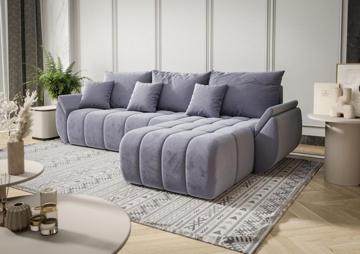 ECKSOFA Louise - Hellblau, Holzwerkstoff/Textil (280/185cm) - Fun Möbel