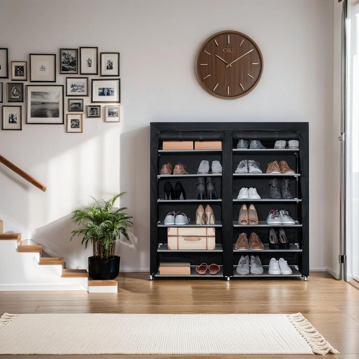 FALTSCHRANK 120x30x110 cm - Schwarz, Textil (30/115/116cm) - Intirilife