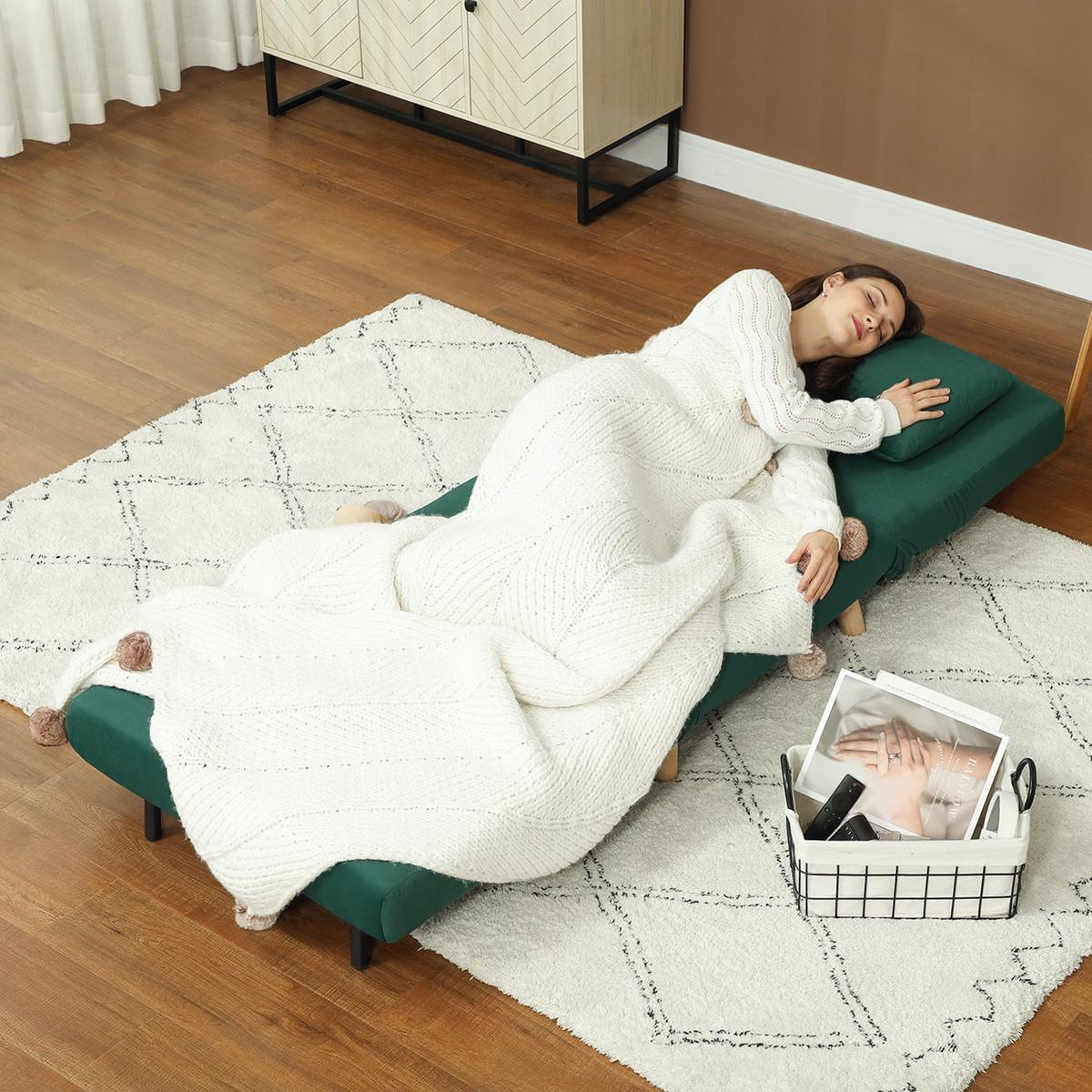 SCHLAFSESSEL, Klappsessel mit Bettfunktion, bis 120 kg belastbar, Dunkelgrün - Dunkelgrün/Naturfarben, Holz/Textil (78/79/72cm) - HOMCOM
