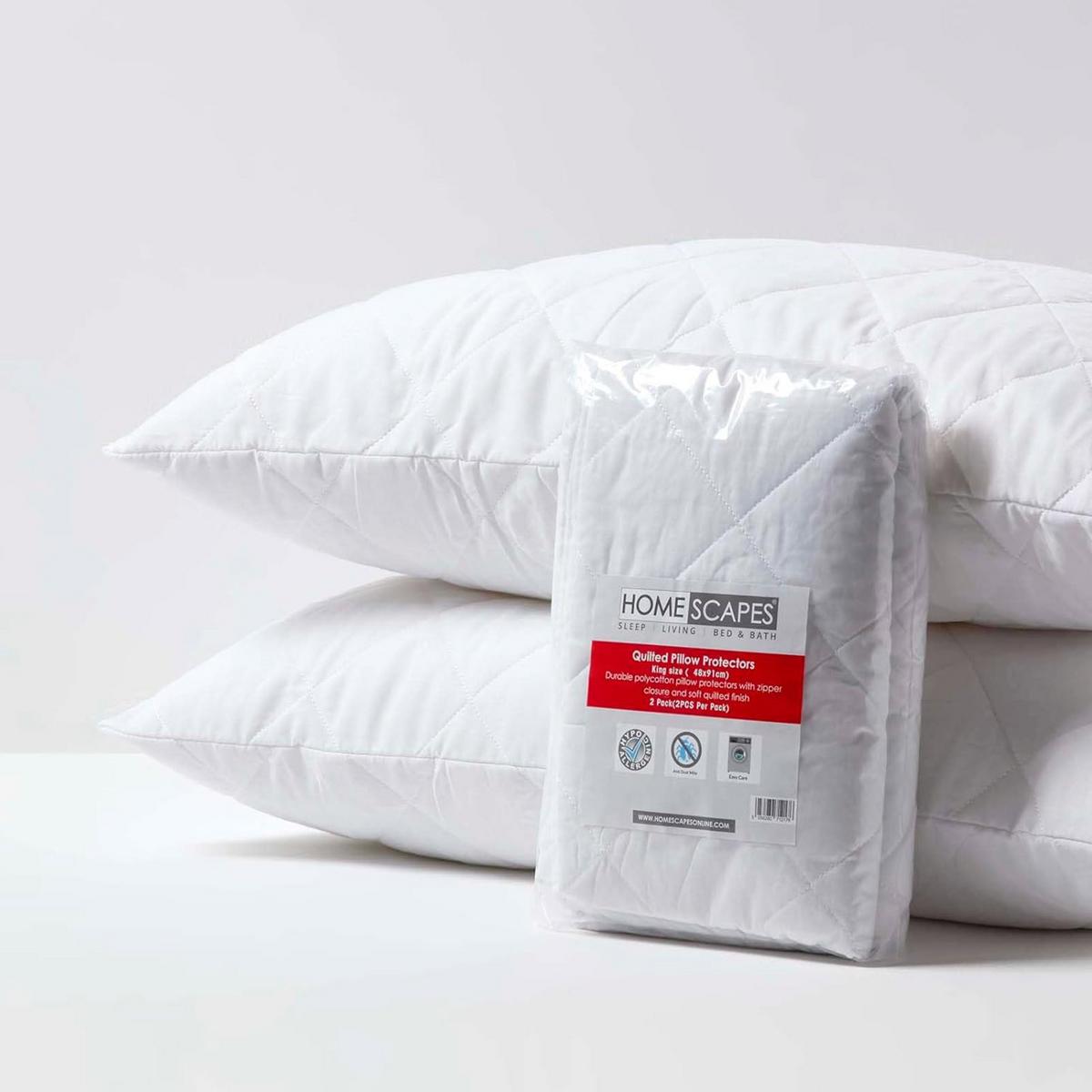 KISSENSCHONER gesteppt 50/90, 2er-Set mit Reißverschluss - Weiß, Textil (48/91cm) - Homescapes