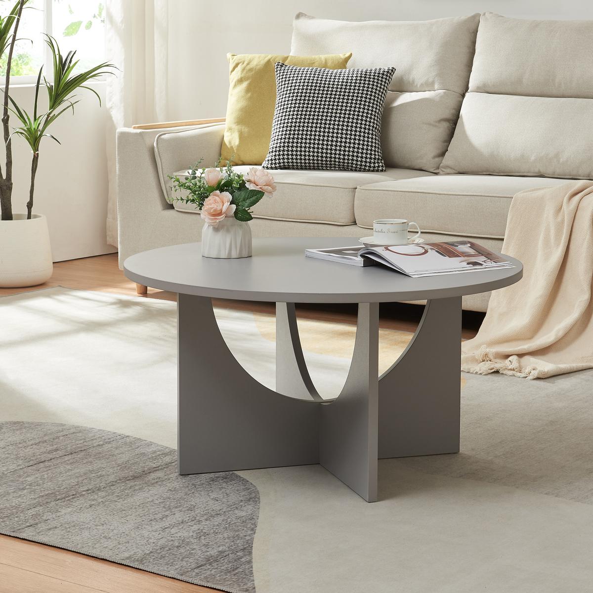 COUCHTISCH Rindal 80/42 cm - Hellgrau, Holzwerkstoff (80/80/41.5cm) - [en.casa]