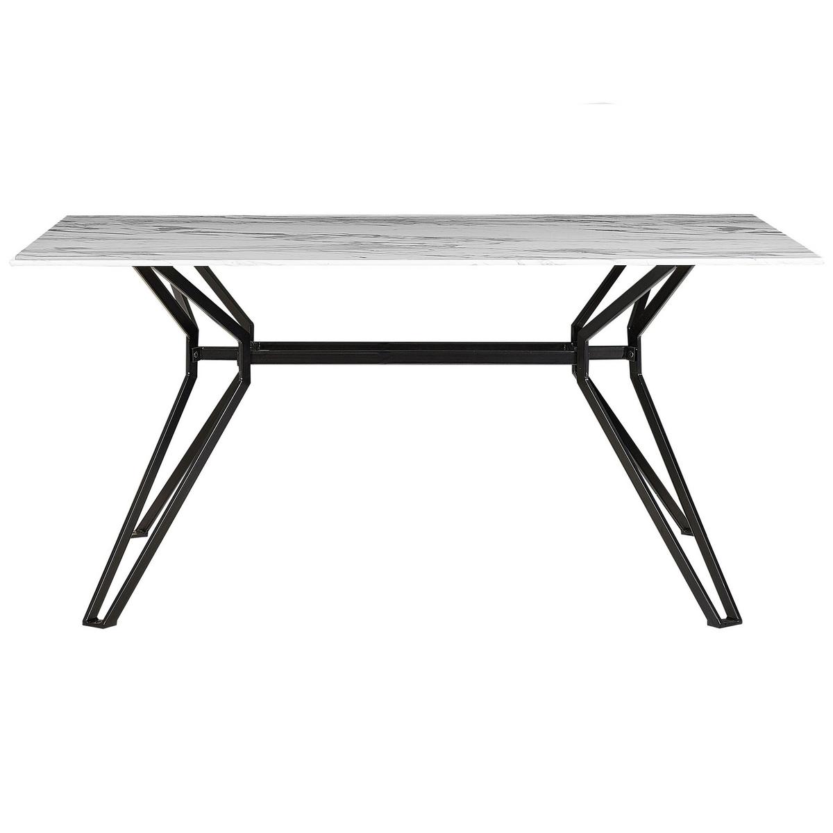 ESSTISCH 160/90/75 cm Weiß schwarz Rechteckig Ballina - Weiß, Glas (160/90/76cm) - Beliani