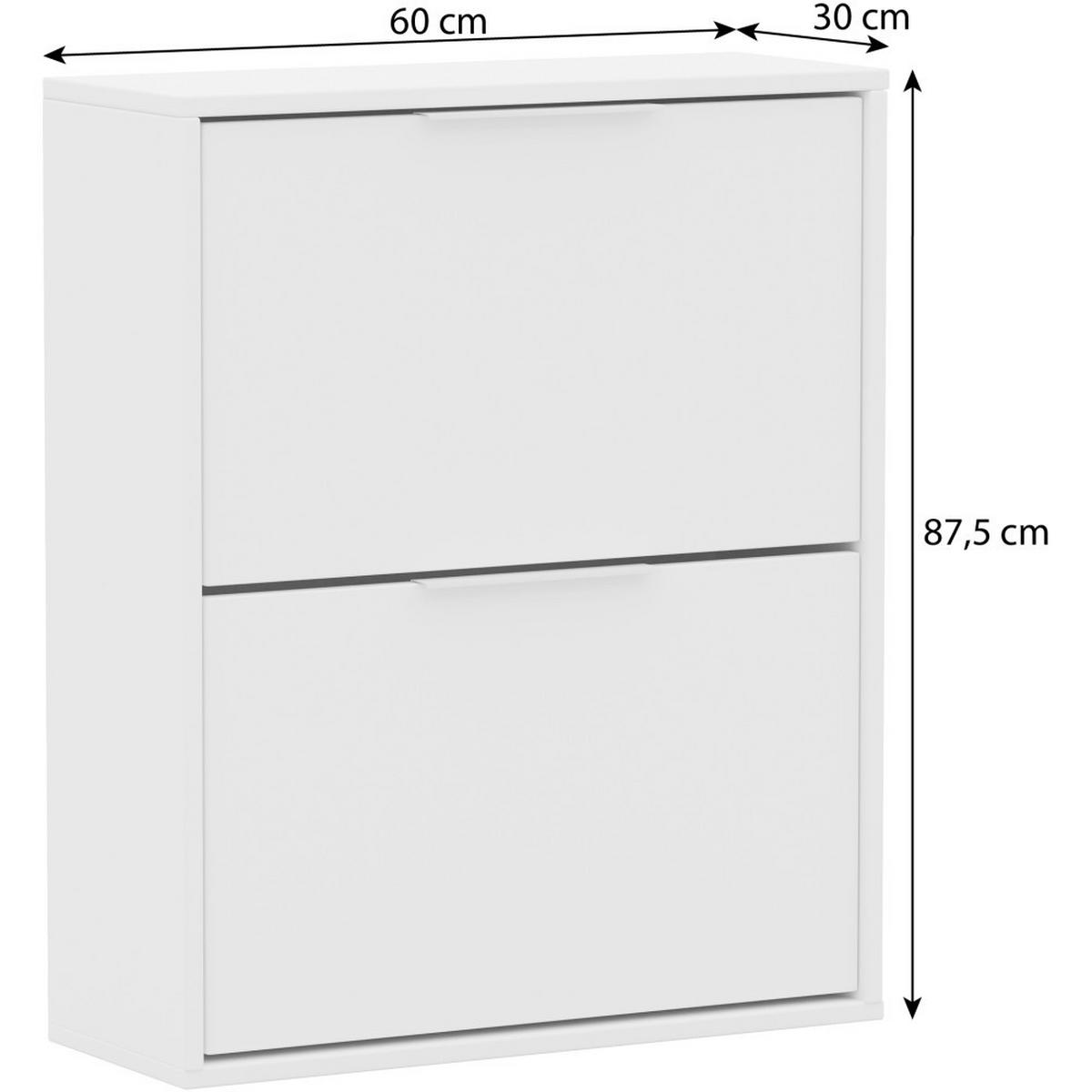 SCHUHSCHRANK Muno mit 2 Türen, weiß - Weiß, Holzwerkstoff (60/87.5/30cm) - Beautysofa