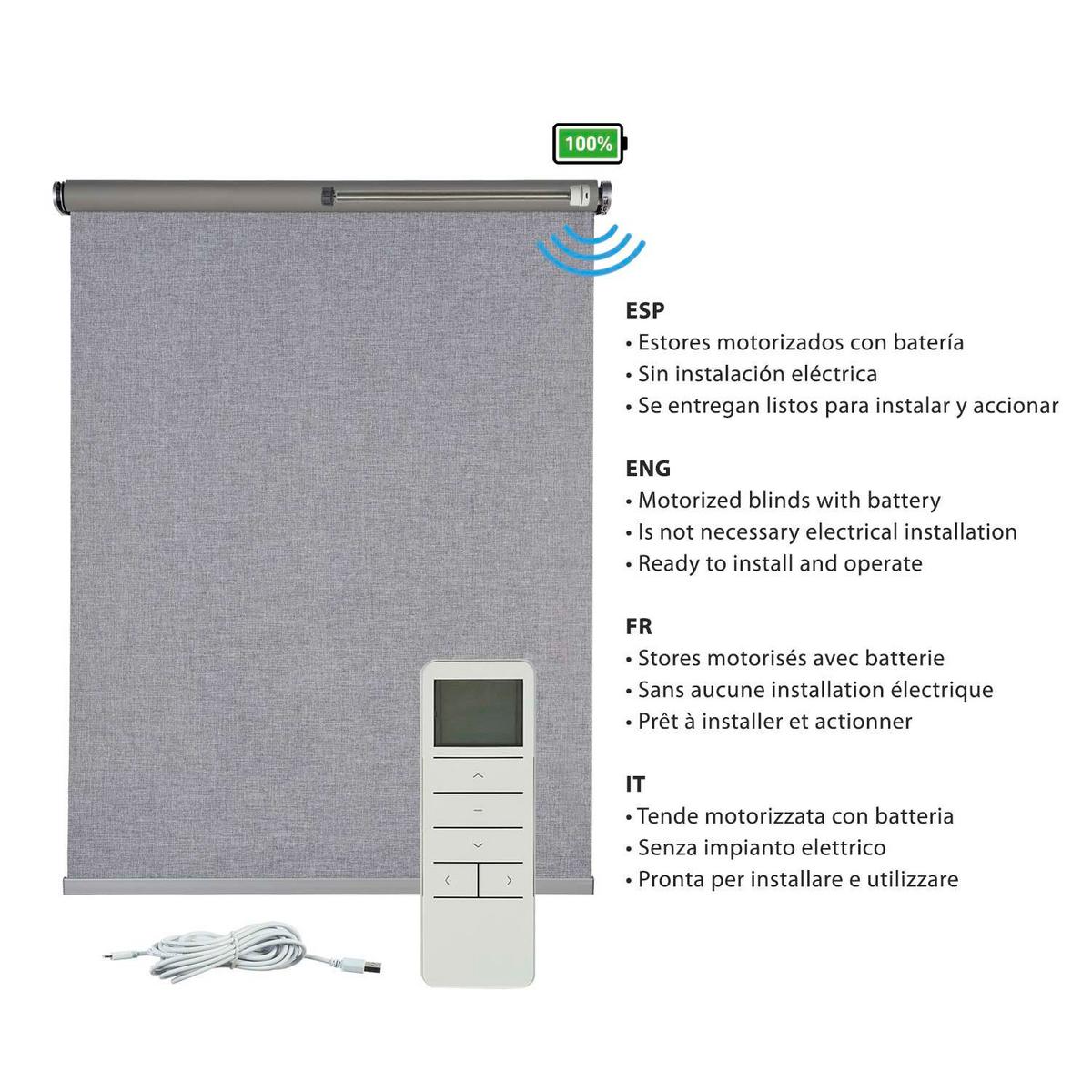 ROLLO motorisiert Silbergrau, 140 x 250 cm - Grau, Kunststoff (140/250cm) - STORESDECO