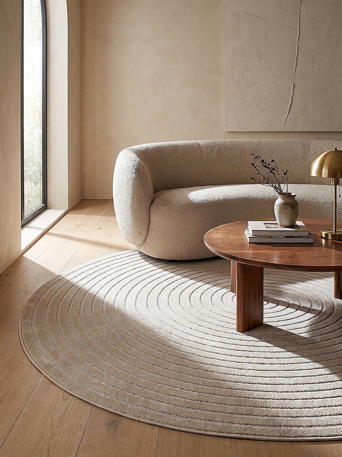 TEPPICH Outdoor Abstrakt MEZEN Polypropylen Beige 160 x 160 cm - Beige, Textil (160/160cm) - KADIMA DESIGN