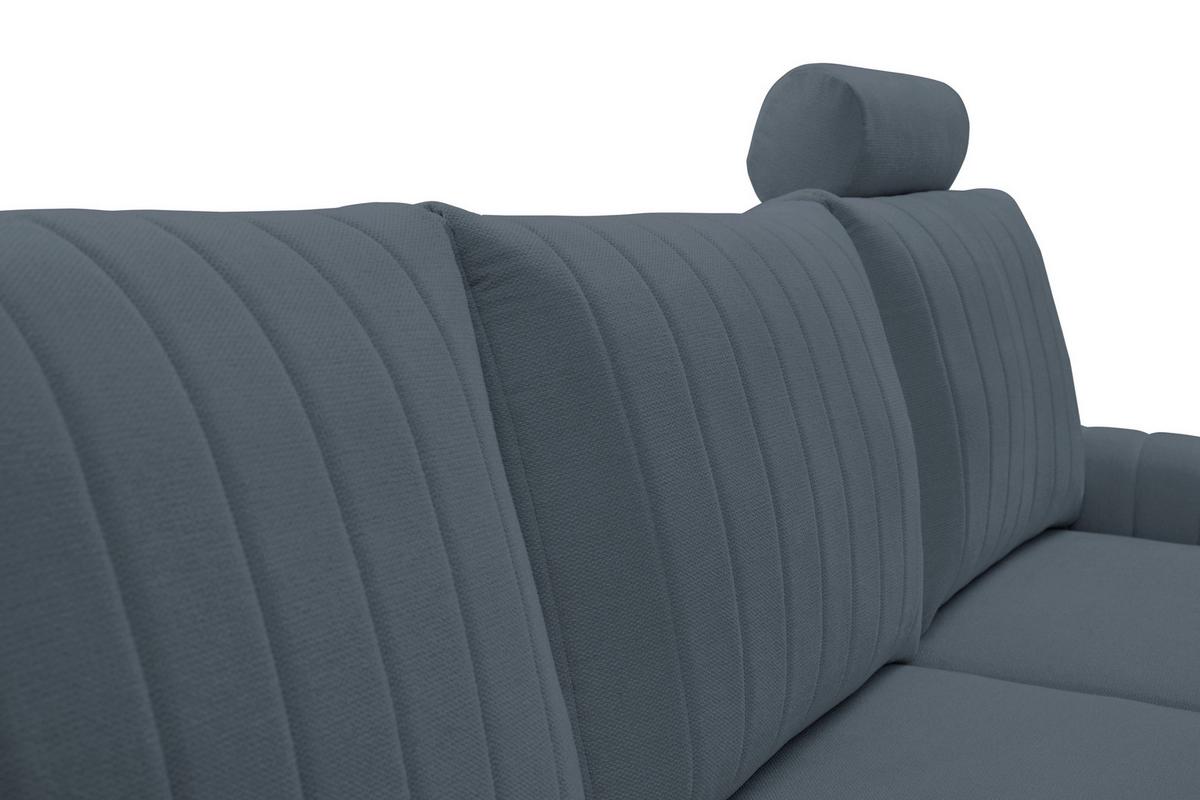 ECKSOFA VERONA R-S Blau Geflochtener Stoff mit Schlaffunktion - Blau, Holz (251/164cm) - MASSENO