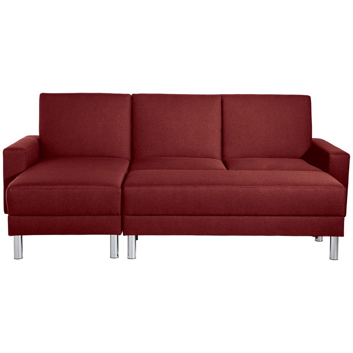 FUNKTIONSSOFA mit Hocker Katryna Flachgewebe rot - Rot, Kunststoff (144/92/230cm) - 58aufmkessel