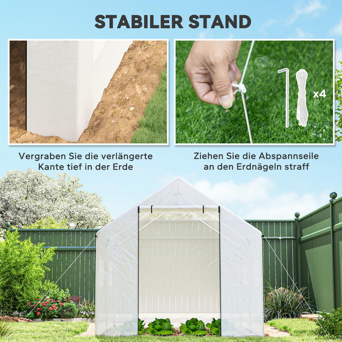 FOLIENTUNNEL Stahl PE Weiß - Weiß, Metall (200/200/300cm) - Outsunny