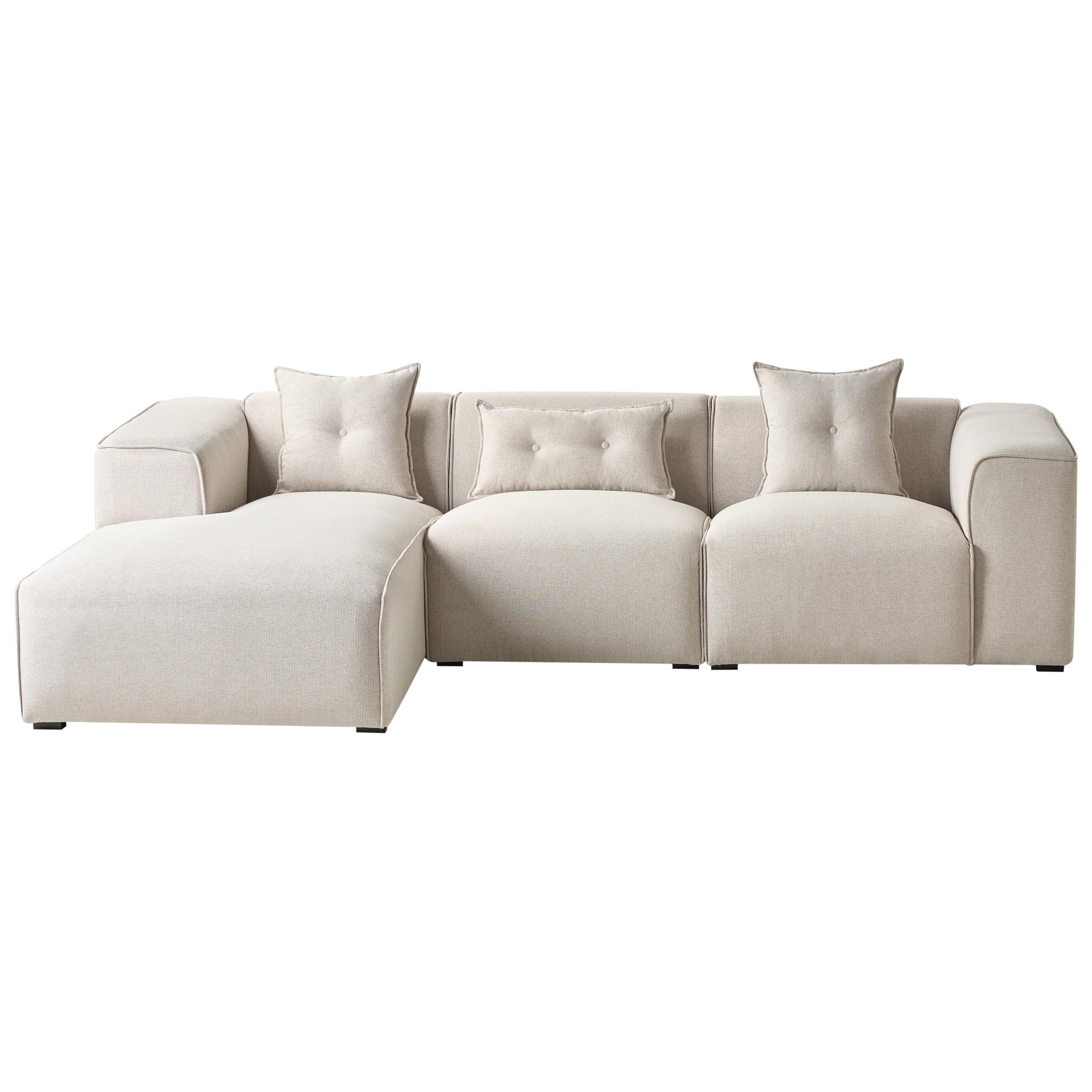 ECKSOFA 3-Sitzer Stoff Hellbeige rechtsseitig Dolva - Beige, Textil (294/170cm) - Beliani