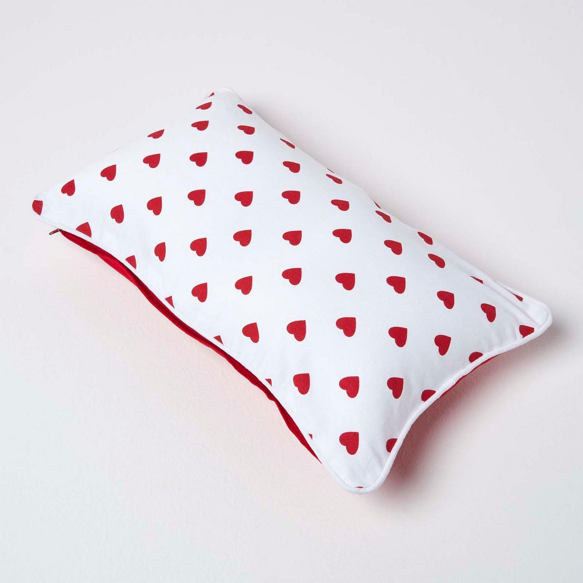 KISSENHÜLLE Herzen 30/50 cm, 100% Baumwolle - Rot, Textil (30/50cm) - Homescapes
