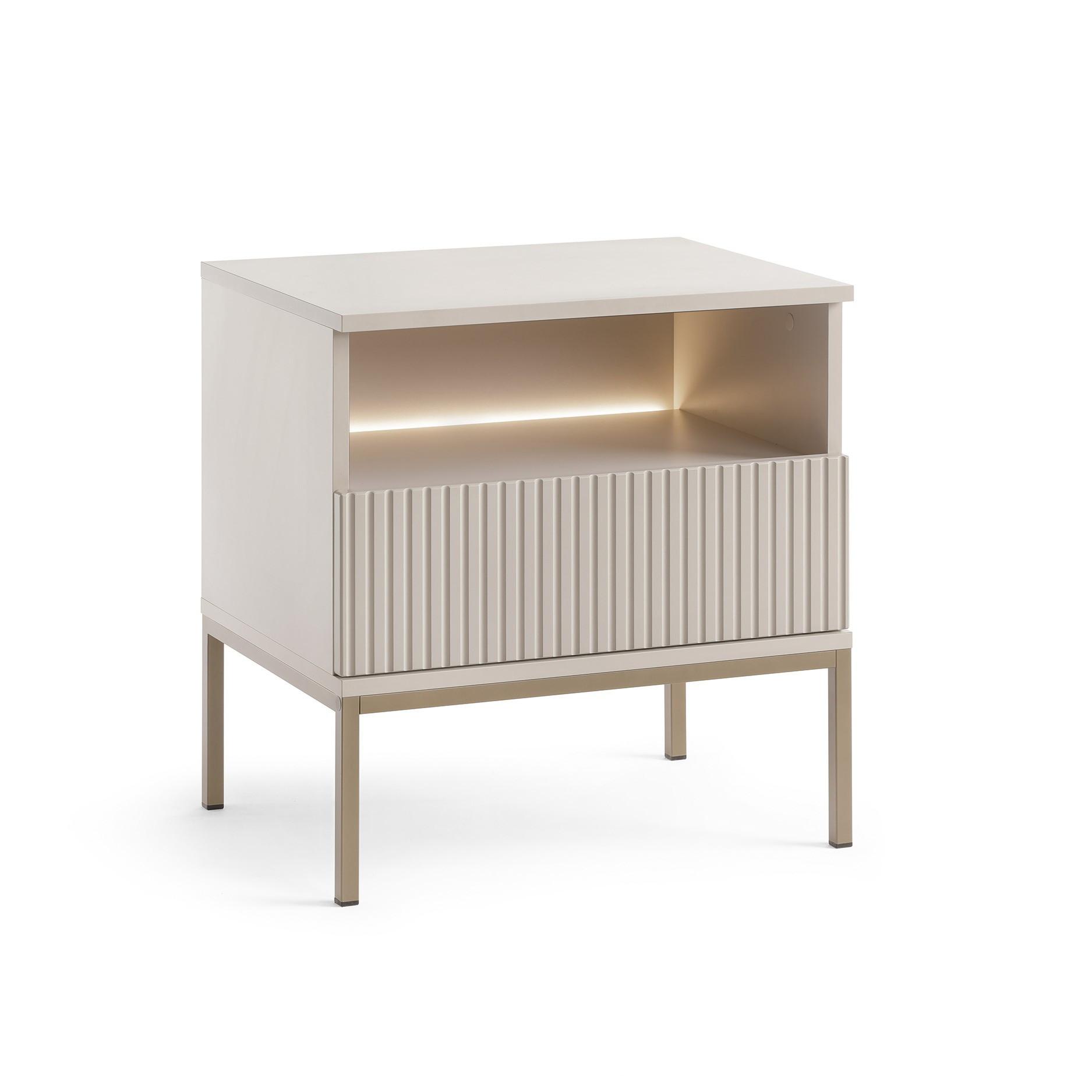 NACHTTISCH SENTIERO 54/56/39 cm mit LED Kaschmir - Kaschmir, Holzwerkstoff (54/56/39cm) - MASSENO