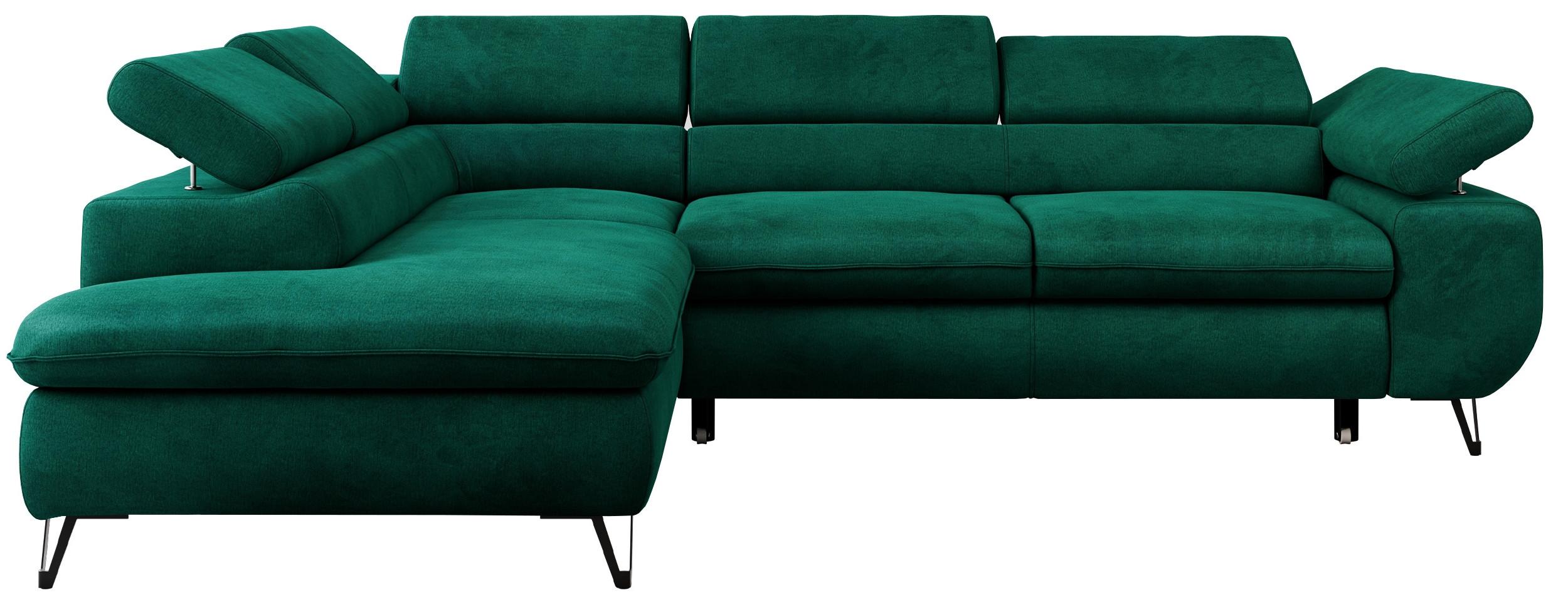 ECKSOFA PETER L Dunkelgrün Velvet - Links Seite - Dunkelgrün/Schwarz, Textil/Metall (208/273cm) - MKS