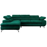 ECKSOFA PETER L Dunkelgrün Velvet - Links Seite - Dunkelgrün/Schwarz, Textil/Metall (208/273cm) - MKS