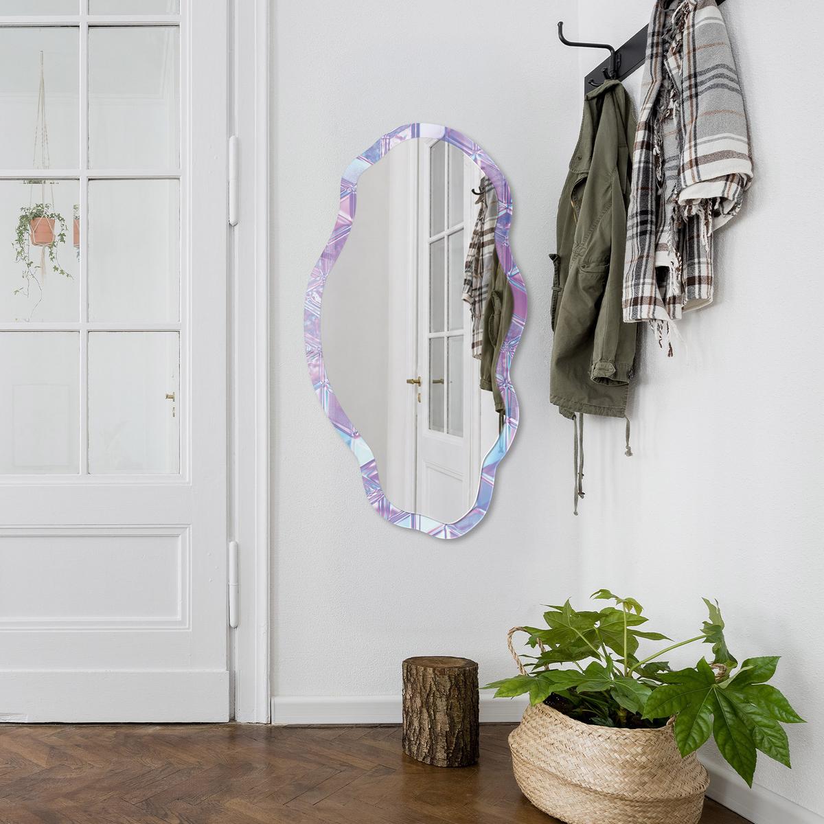 SPIEGEL 90x45 cm asymmetrisch mit Druck - Glaswürfel - Transparent, Glas (45/90/0.4cm) - TULUP