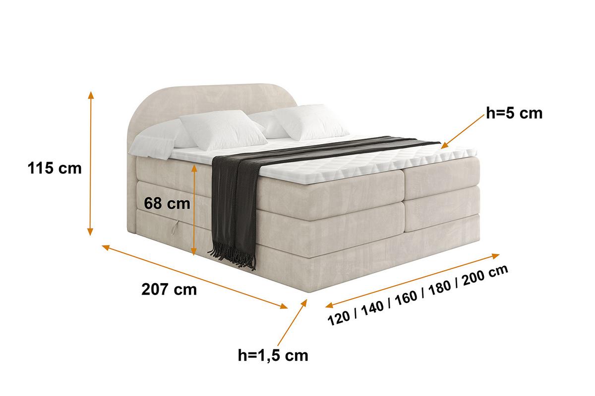BOXSPRINGBETT mit Matratze und Lattenrost - NOX KING-140x200 - Beige Casablanca - Beige, Holzwerkstoff (140/200cm) - ALTDECOR