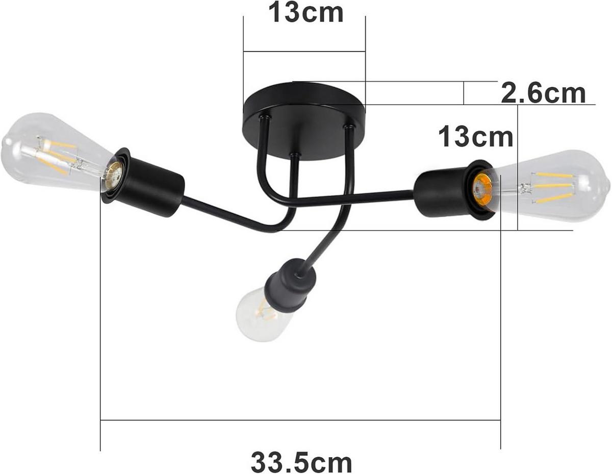 DECKENSTRAHLER Strahlina 33.5/14.5/33.5 cm - Schwarz, Metall (33.5/33.5/14.5cm) - ZMH