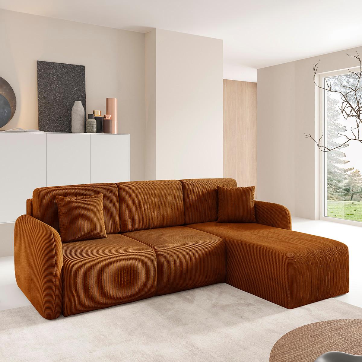ECKSOFA Dora 3 Sitzplätze Terracotta - Orange, Holz (245/185cm) - Petits-meubles