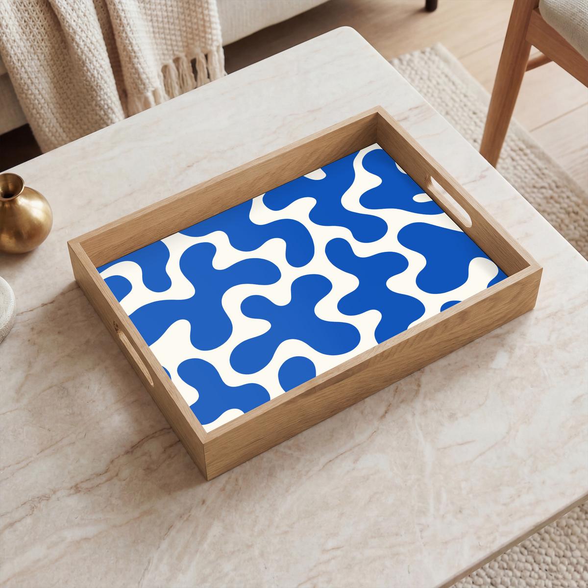 TABLETT Formen - Abstrakt - Blau - Wellen 40x30 cm - Blau, Holz (40/5/5cm) - OnlyWow