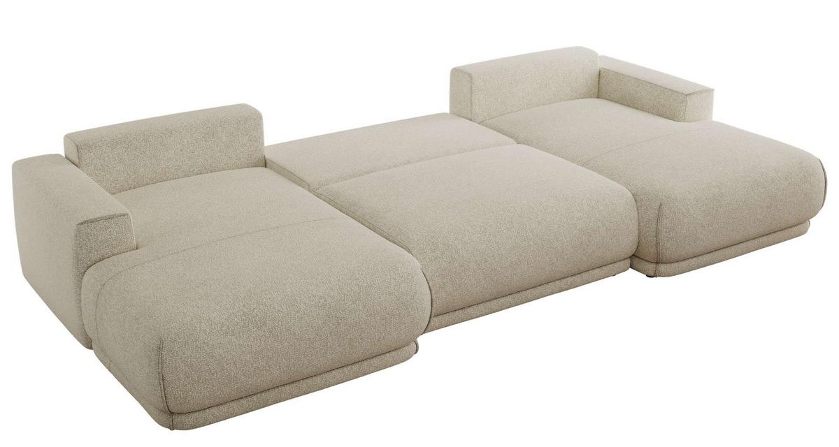 WOHNLANDSCHAFT RINA U Creme Strukture - Creme/Schwarz, Kunststoff/Textil (360/85/170cm) - MKS