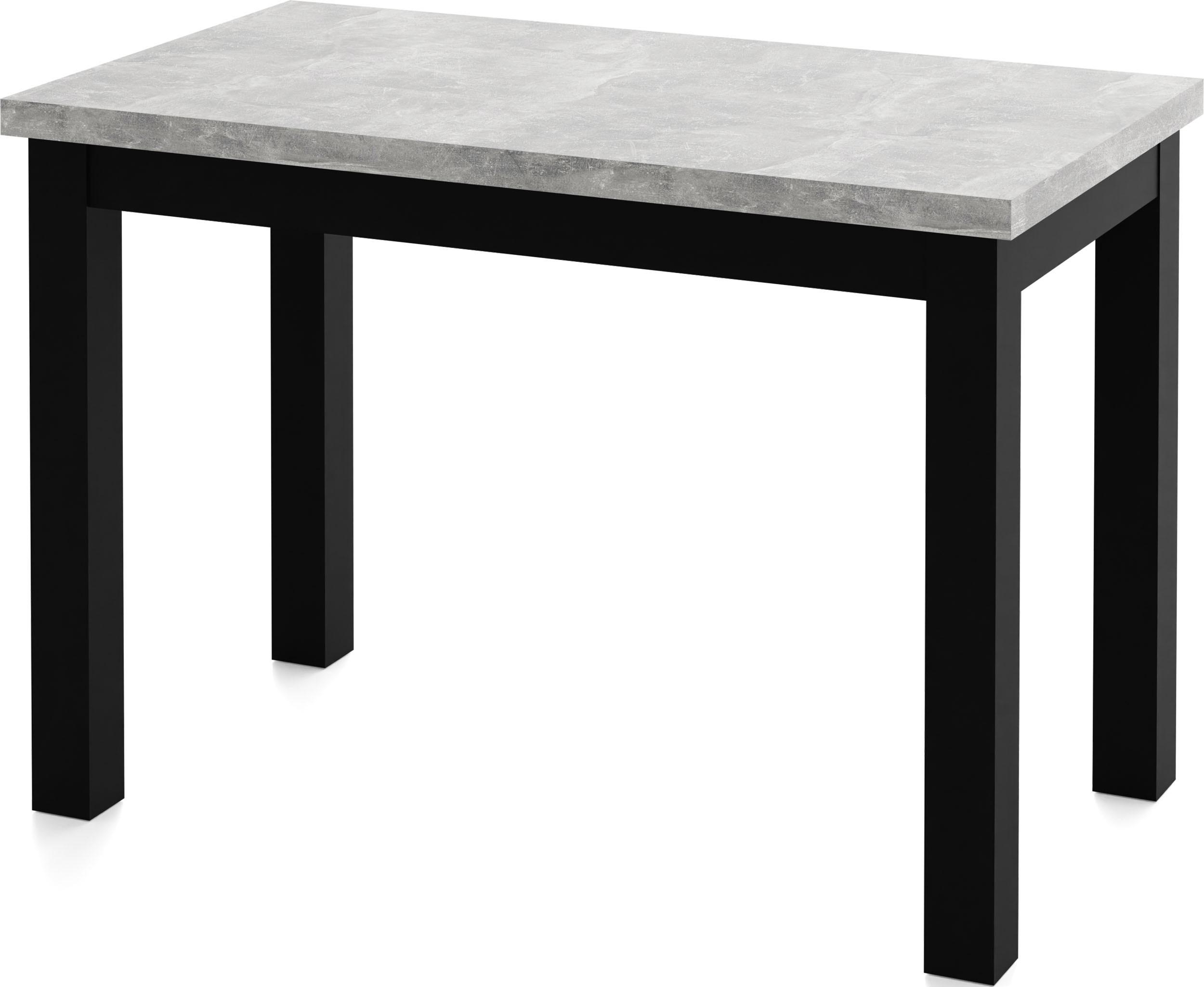 ESSTISCH Arden rechteckig, Beton Grau 100/60/73 cm - Hellgrau/Schwarz, Holz/Holzwerkstoff (60/100/73cm) - WFL GROUP