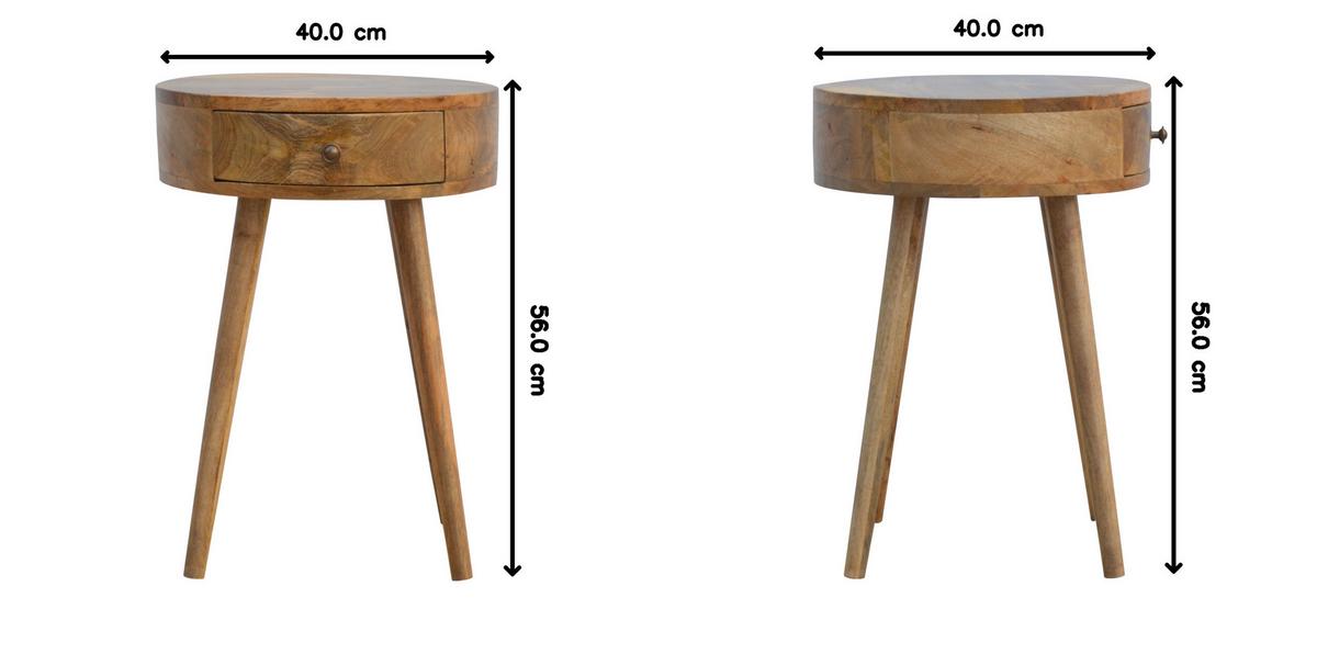 NACHTTISCH im Eichenholz-Finish, Rund geformter, 1 Schublade, Beige - Messingfarben/Braun, Holz/Metall (40/56/40cm) - Artisan Furniture
