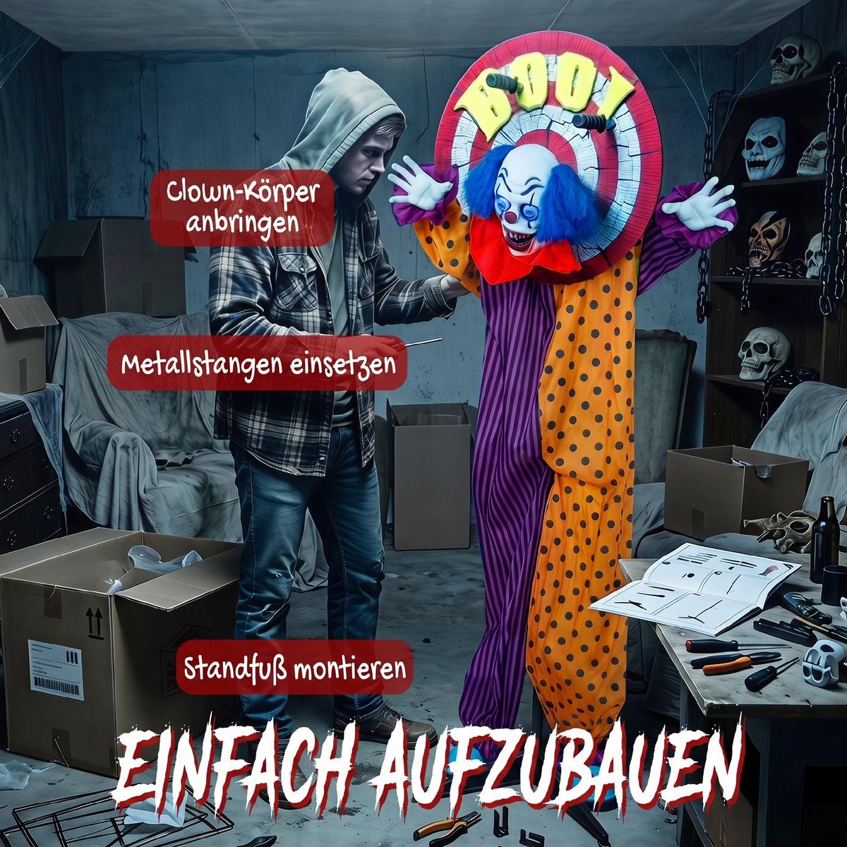 ZIRKUSCLOWN-DEKO Metall Polyesterfaser Mehrfarbig - Multicolor, Metall (25/167/70cm) - HOMCOM