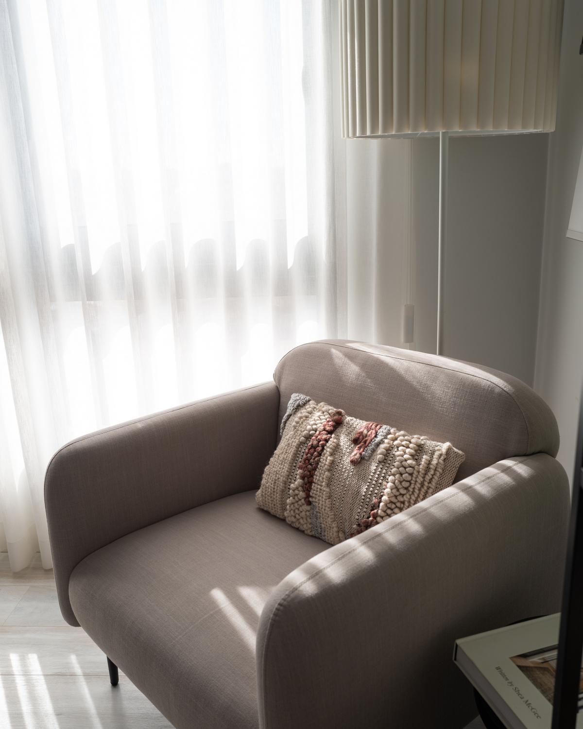 SESSEL Leinen taupe/schwarz Stouby - Schwarz/Grau, Textil (83/77/74cm) - Beliani