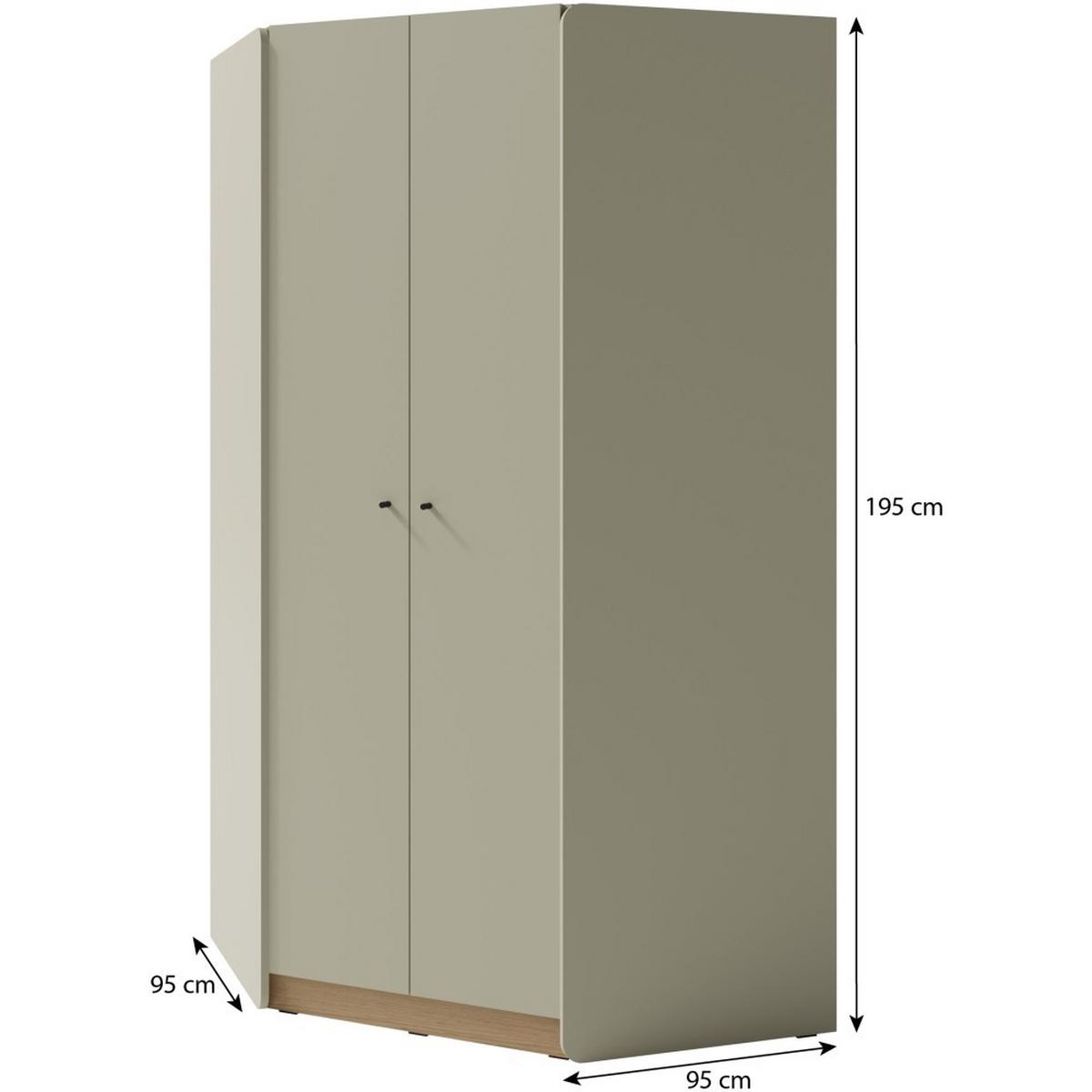 ECKSCHRANK Alex mit 2 Türen, Eukalyptus - Eukalyptusholzfarben/Schwarz, Holzwerkstoff (95/195/95cm) - Beautysofa