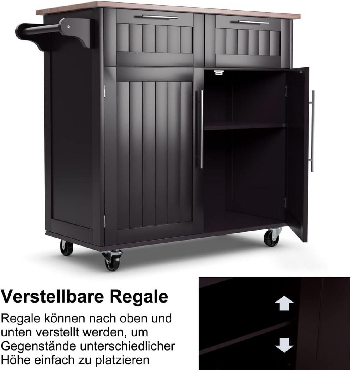 KÜCHENWAGEN servierwagen mit rollen Braun - Braun, Holz (94/95/46cm) - COSTWAY