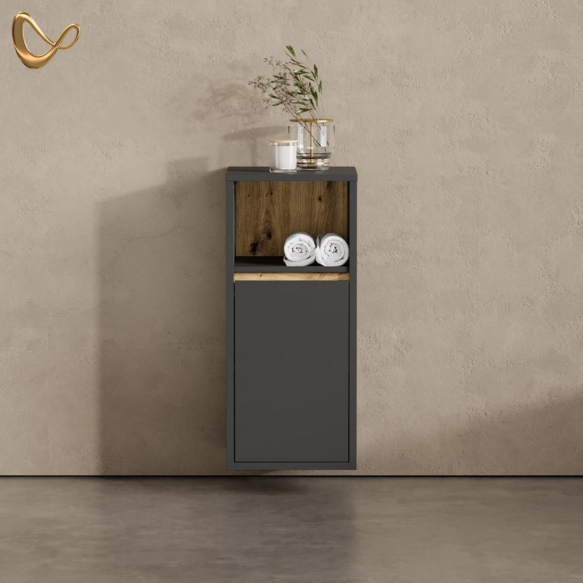 MIDISCHRANK Vomano Anthrazit 38 x 80 cm - Anthrazit, Holzwerkstoff (38/80/33cm) - Livinity®