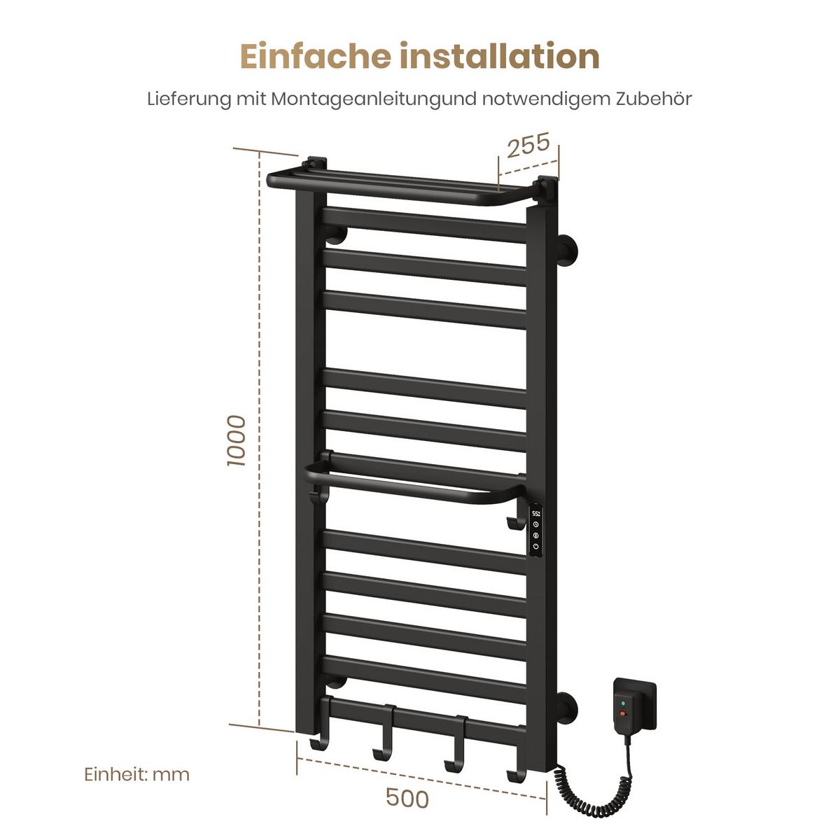 HEIZKÖRPER Elektrisch mit WiFi und Fernbedienung Schwarz 100/50 cm - Weiß, Metall (50/100/25.5cm) - EMKE