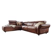 ECKSOFA MIT MOTORISCHER SITZTIEFENVERS. RISO Braun Leder - Schwarz/Braun, Leder (263/240cm) - KAWOLA